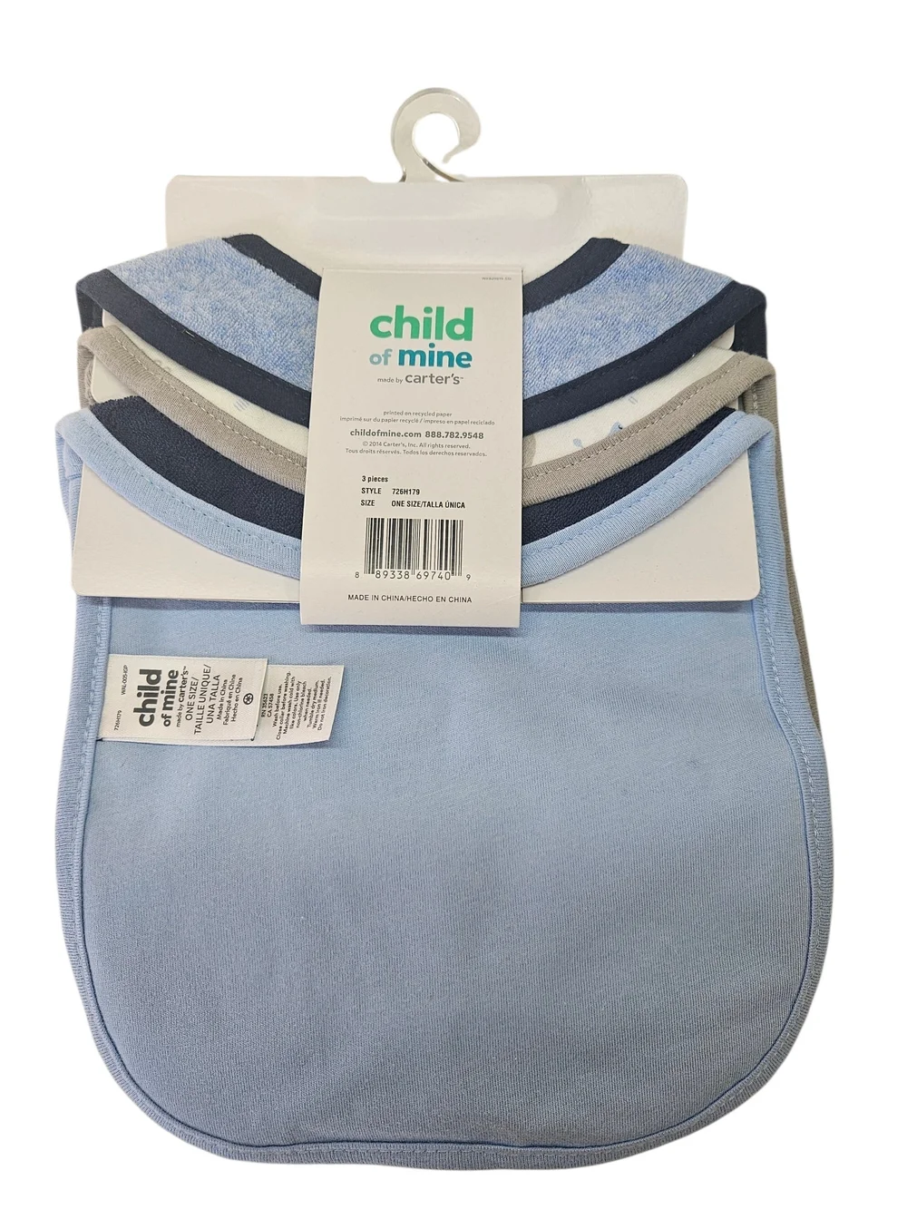 NEW Child of Mine by Carter's Blue Baby Bibs Lion Animals Grandma Themed 3 Pack
